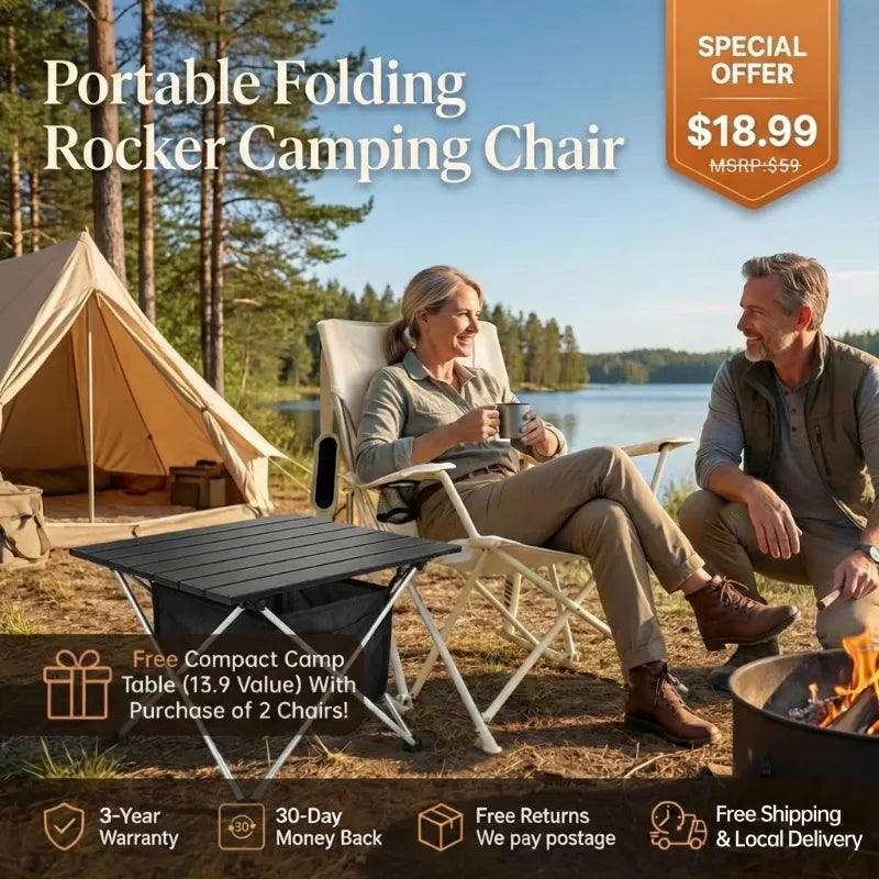 Breathable Rocking Chair, 350lbs Capacity, Extra-Wide Back (Free Table Included)