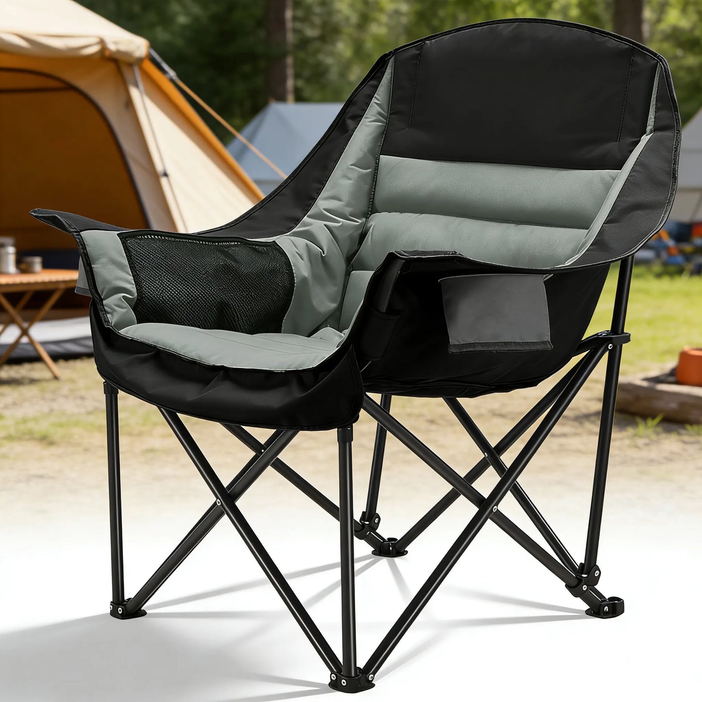Oversized Folding Camp Chair with Pocket & Cup Holder, 400 lb Capacity