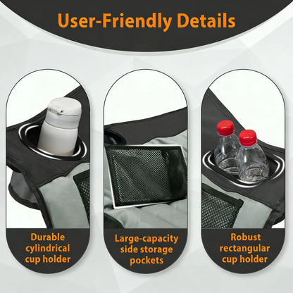 Oversized Folding Camp Chair with Pocket & Cup Holder, 400 lb Capacity