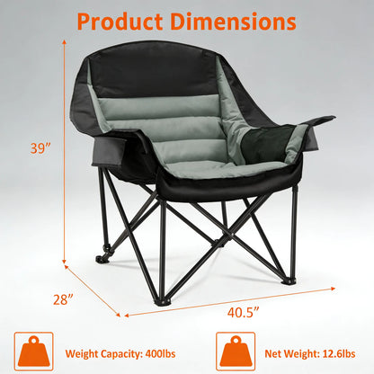 Oversized Folding Camp Chair with Pocket & Cup Holder, 400 lb Capacity