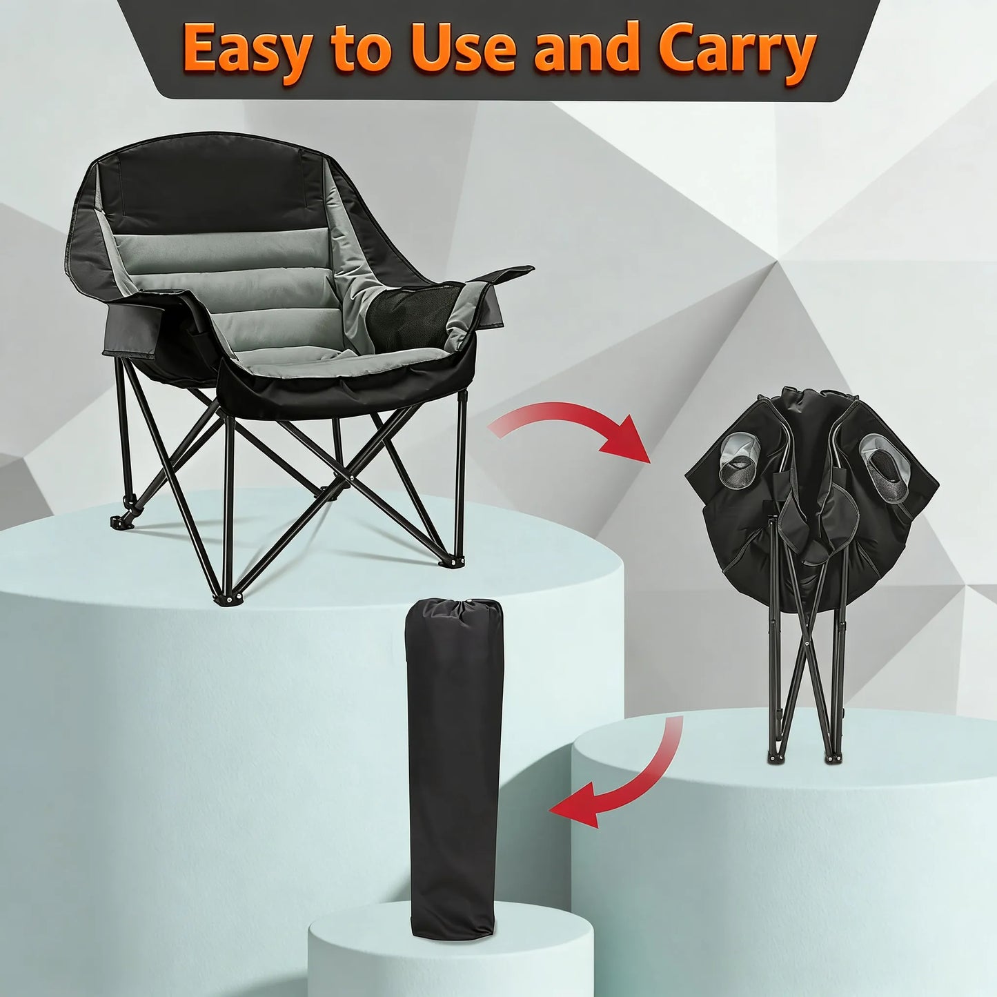 Oversized Folding Camp Chair with Pocket & Cup Holder, 400 lb Capacity