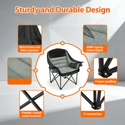 Oversized Folding Camp Chair with Pocket & Cup Holder, 400 lb Capacity