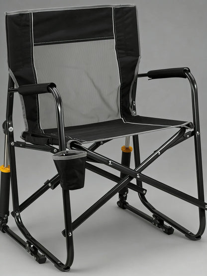 Outdoor Rocking Chair with Beverage Holder