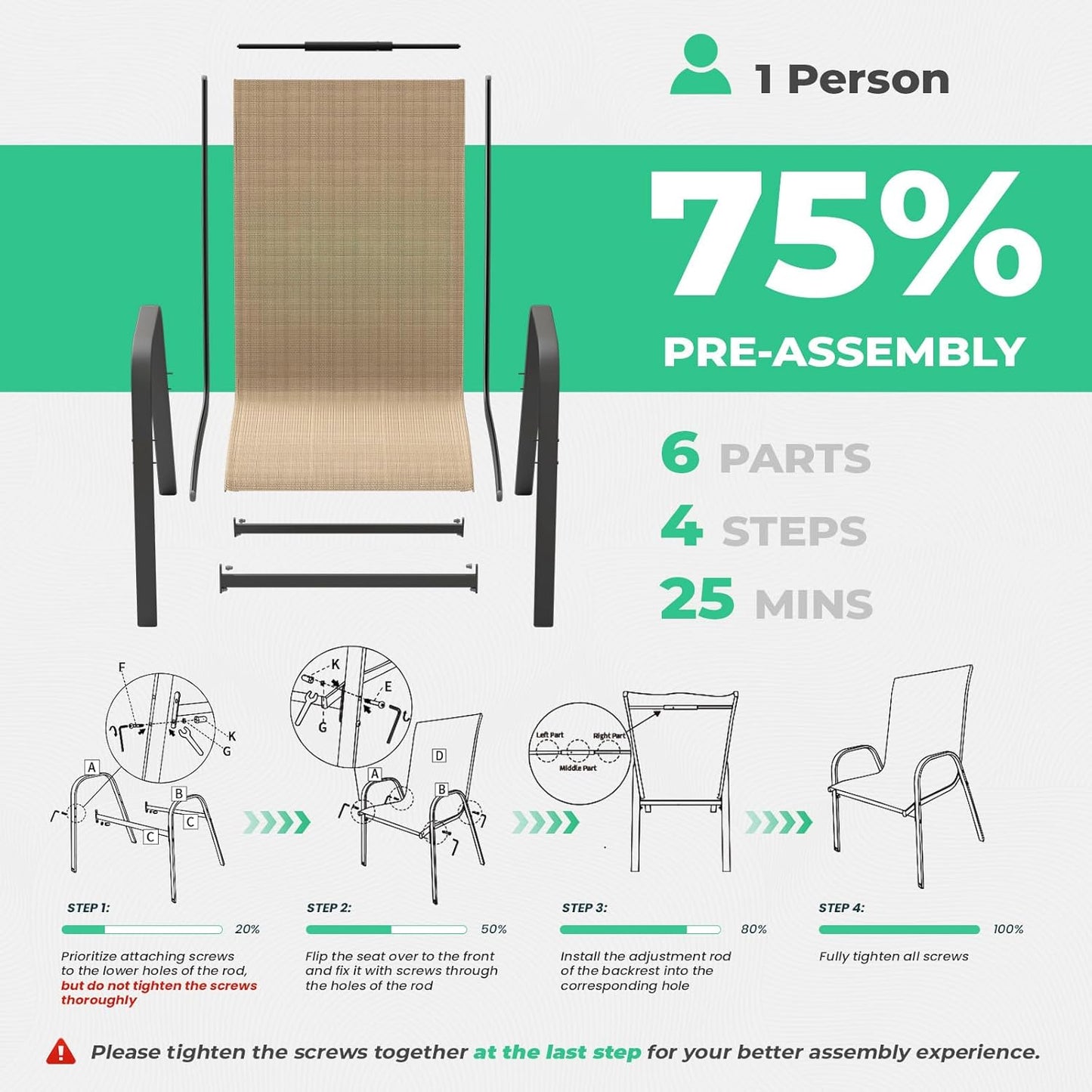 2-Pack Adjustable High-Back Folding Chairs, High Capacity with Side Pocket