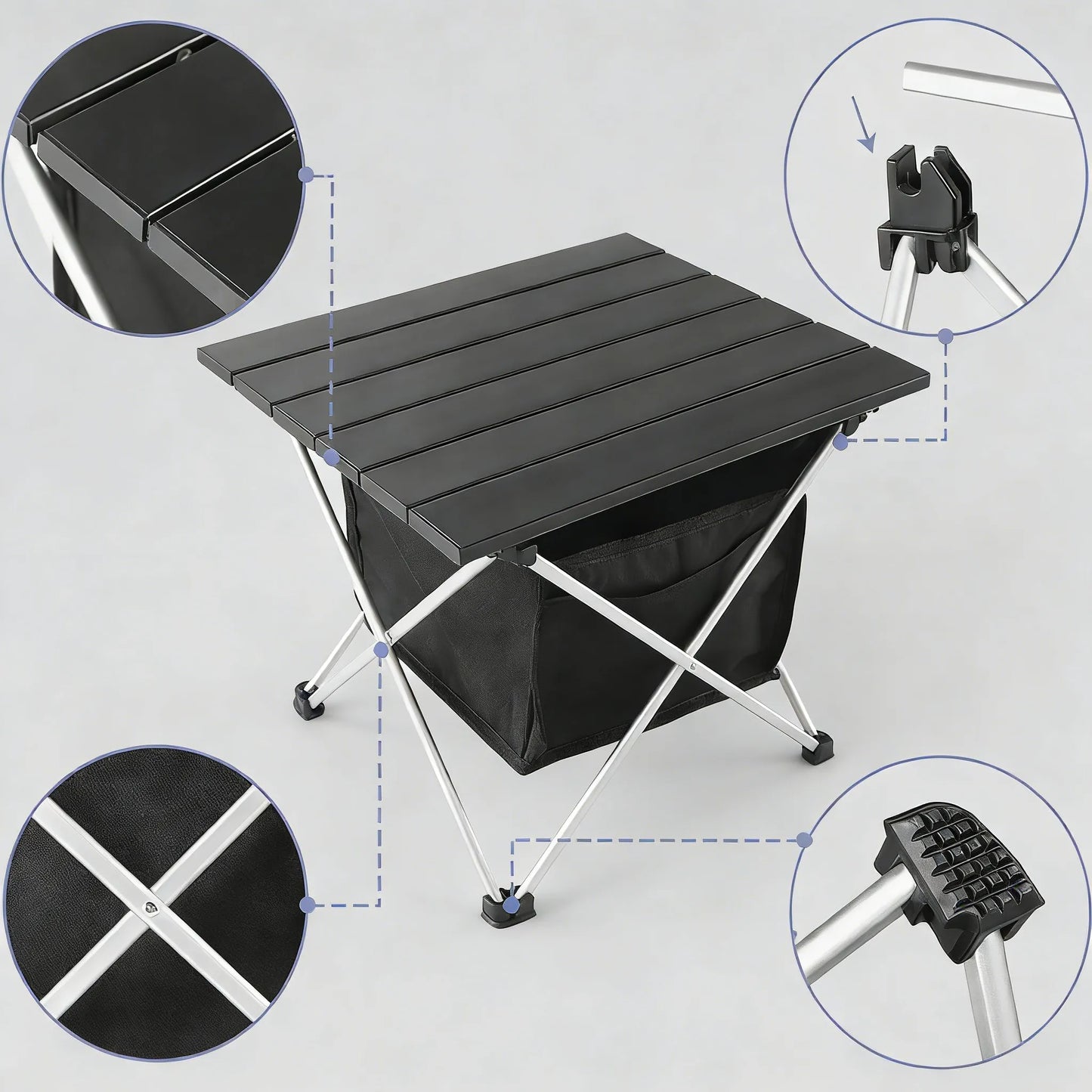 Ultralight Portable Camp Table, Aluminum with Storage Bag