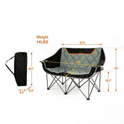 Fully Padded Double Folding Camp Chair, 650 lb Capacity