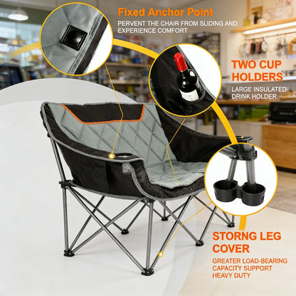 Fully Padded Double Folding Camp Chair, 650 lb Capacity