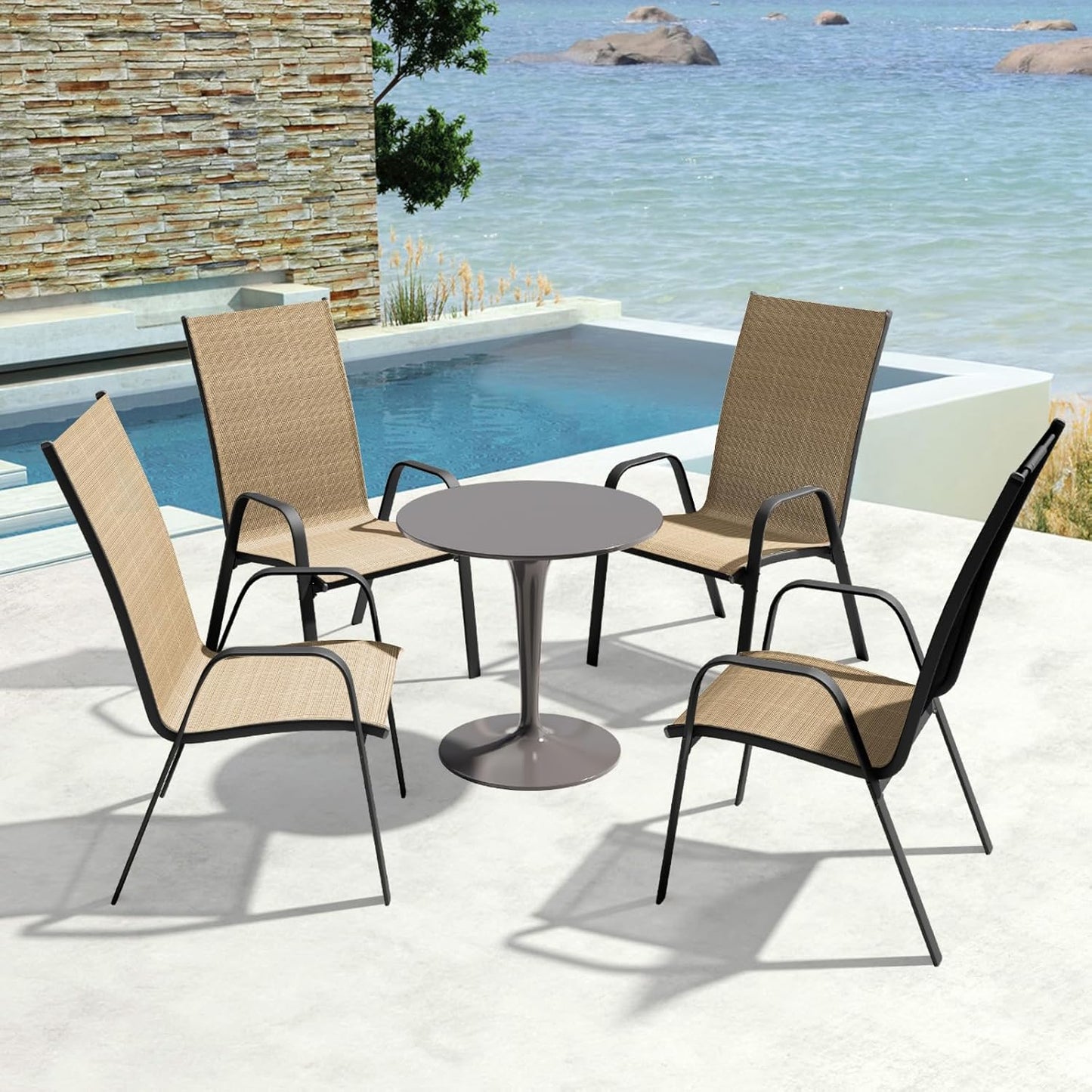 2-Pack Adjustable High-Back Folding Chairs, High Capacity with Side Pocket
