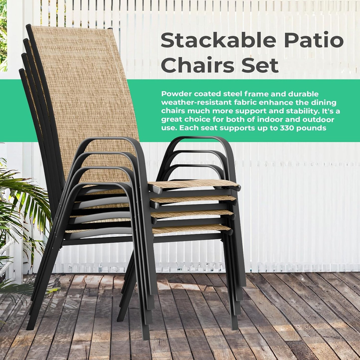 2-Pack Adjustable High-Back Folding Chairs, High Capacity with Side Pocket