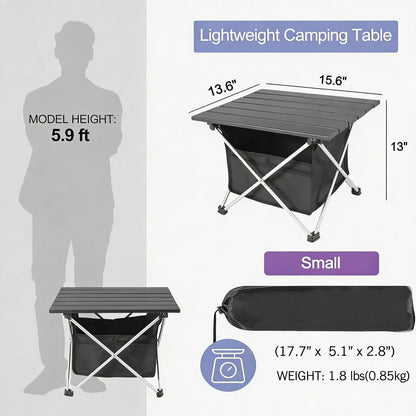 Ultralight Portable Camp Table, Aluminum with Storage Bag